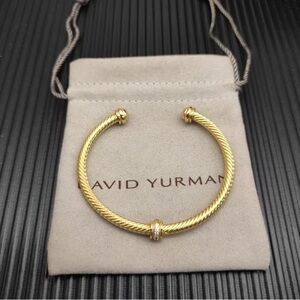 David Yurman Gold-Tone Twisted Cable Open Cuff Bracelet